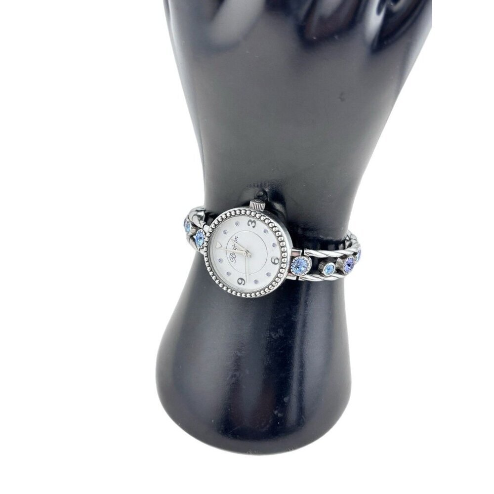 BRIGHTON HALO CORONA TANZANITE PURPLE BLUE HUES SWAROVSKI CRYST SLVR WATCH + tin - Picture 6 of 8